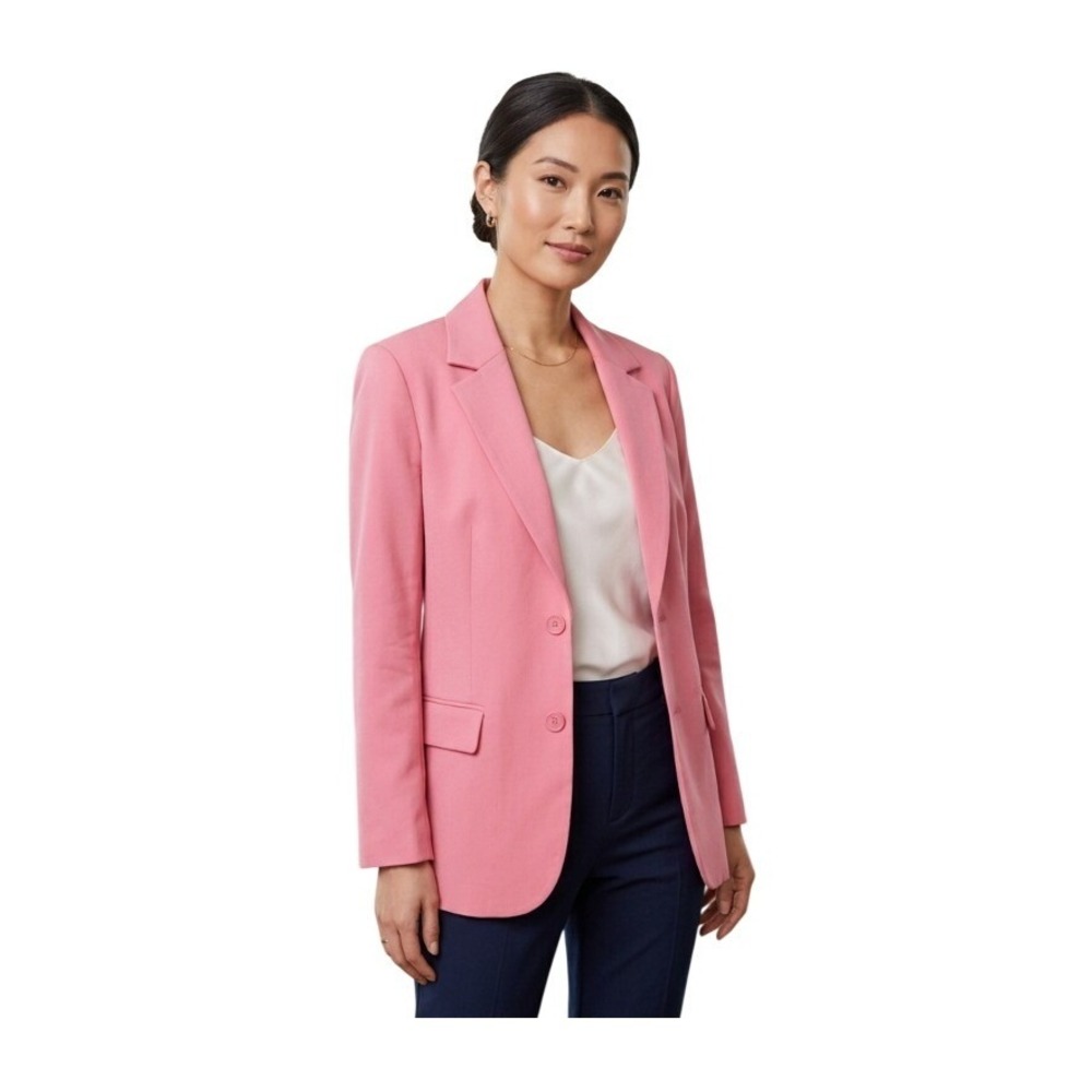Steve Madden Classic Notch Collar Blazer Hot Pink Two Button‎ Jacket Darted S